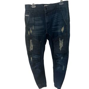 NXP Nena Pasadena Jogger Drop Crotch Jeans Mens Sz 32 Distressed Streetwear Moto